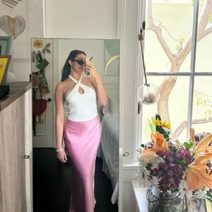 NEW White Keyhole Ribbed EXPRESS Halter Top